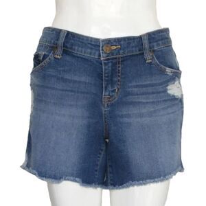 TORRID Denim Shorts, 12, Distressed, Cut-off, Blue, Pockets, Zipper fly